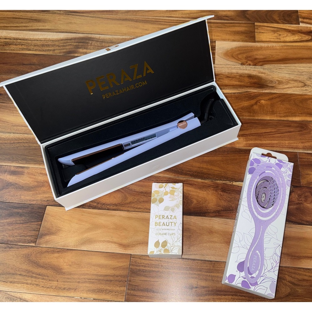 Peraza Beauty 2-in-1 Multi-Styler Titanium Flat Iron, Brush & Crane Clips Set